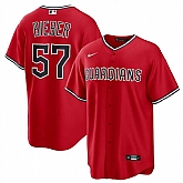 Men's Cleveland Guardians #57 Shane Bieber Red Cool Base Stitched Jersey Dzhi,baseball caps,new era cap wholesale,wholesale hats